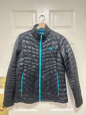 The North Face Black Jacket with Teal Logo